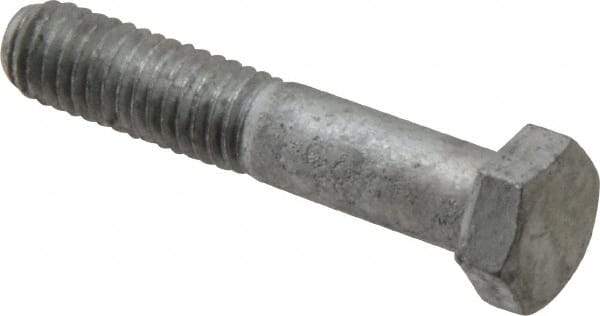 Value Collection - 3/8-16 UNC, 2" Length Under Head Hex Head Cap Screw - Partially Threaded, Grade 5 Steel, Hot Dipped Galvanized Finish, 9/16" Hex - Benchmark Tooling