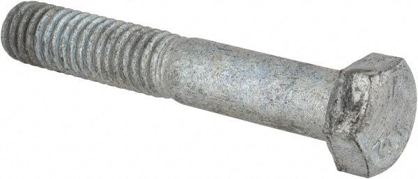 Value Collection - 3/8-16 UNC, 2-1/4" Length Under Head Hex Head Cap Screw - Partially Threaded, Grade 5 Steel, Hot Dipped Galvanized Finish, 9/16" Hex - Benchmark Tooling