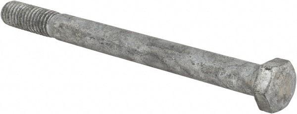 Value Collection - 3/8-16 UNC, 4-1/2" Length Under Head Hex Head Cap Screw - Partially Threaded, Grade 5 Steel, Hot Dipped Galvanized Finish, 9/16" Hex - Benchmark Tooling