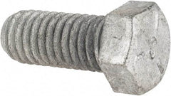 Value Collection - 7/16-14 UNC, 1" Length Under Head Hex Head Cap Screw - Fully Threaded, Grade 5 Steel, Hot Dipped Galvanized Finish, 5/8" Hex - Benchmark Tooling