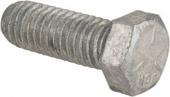 Value Collection - 7/16-14 UNC, 1-1/4" Length Under Head Hex Head Cap Screw - Fully Threaded, Grade 5 Steel, Hot Dipped Galvanized Finish, 5/8" Hex - Benchmark Tooling