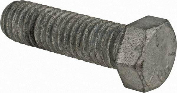 Value Collection - 7/16-14 UNC, 1-1/2" Length Under Head Hex Head Cap Screw - Partially Threaded, Grade 5 Steel, Hot Dipped Galvanized Finish, 5/8" Hex - Benchmark Tooling