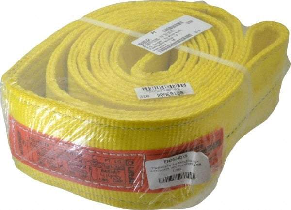 Lift-All - 6' Long x 4" Wide, 20,700 Lb Vertical Capacity, 2 Ply, Polyester Web Sling - 16,500 Lb Choker Capacity, Yellow - Benchmark Tooling