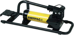 Enerpac - 2 Stage, 1" Piston Diam, 3/8 NPTF, 0.687 & 0.151 Cu In Per Stroke, Manual Hydraulic Pump - 38 Cu In Reservoir, 1" Piston Stroke, 200 psi First Stage, 10,000 psi Second Stage - Benchmark Tooling