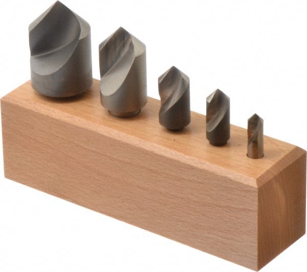 Keo - 5 Piece, 1/4 to 1" Head Diam, 90° Included Angle, Single End Countersink Set - Benchmark Tooling