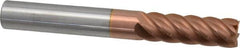 Accupro - 3/8", 1-1/8" LOC, 3/8" Shank Diam, 3" OAL, 6 Flute, Solid Carbide Square End Mill - Single End, TiCN Finish, Spiral Flute, 40° Helix, Centercutting, Right Hand Cut, Right Hand Flute - Benchmark Tooling