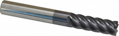 Accupro - 3/8", 1-1/8" LOC, 3/8" Shank Diam, 3" OAL, 6 Flute, Solid Carbide Square End Mill - Single End, AlTiN Finish, Spiral Flute, 40° Helix, Centercutting, Right Hand Cut, Right Hand Flute - Benchmark Tooling