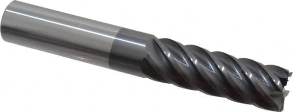 Accupro - 3/4", 2-1/4" LOC, 3/4" Shank Diam, 5" OAL, 6 Flute, Solid Carbide Square End Mill - Single End, AlTiN Finish, Spiral Flute, 40° Helix, Centercutting, Right Hand Cut, Right Hand Flute - Benchmark Tooling