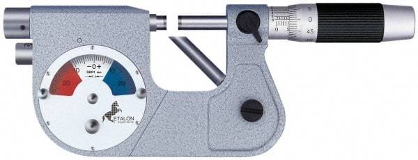 TESA Brown & Sharpe - 1 to 2 Inch Range, 0.0001 Inch Graduation, Friction and Locknut Thimble, Mechanical Indicating Micrometer - Accurate to 0.0001 Inch, Carbide-Tipped Measuring Face, Includes Plastic Case - Benchmark Tooling