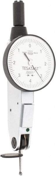 TESA Brown & Sharpe - 0.008 Inch Range, 0.0001 Inch Dial Graduation, Horizontal Dial Test Indicator - 1 Inch White Dial, 0-4-0 Dial Reading, Accurate to 0.0001 Inch - Benchmark Tooling