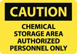 NMC - "Caution - Chemical Storage Area - Authorized Personnel Only", 10" Long x 14" Wide, Rigid Plastic Safety Sign - Rectangle, 0.05" Thick, Use for Hazardous Materials - Benchmark Tooling