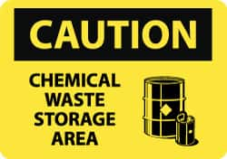 NMC - "Caution - Chemical Waste Storage Area", 10" Long x 14" Wide, Rigid Plastic Safety Sign - Rectangle, 0.05" Thick, Use for Hazardous Materials - Benchmark Tooling