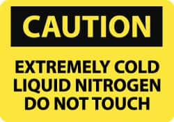 NMC - "Caution - Extremely Cold Liquid Nitrogen - Do Not Touch", 10" Long x 14" Wide, Rigid Plastic Safety Sign - Rectangle, 0.05" Thick, Use for Hazardous Materials - Benchmark Tooling