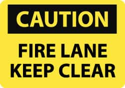 NMC - "Caution - Fire Lane - Keep Clear", 10" Long x 14" Wide, Rigid Plastic Safety Sign - Rectangle, 0.05" Thick, Use for Accident Prevention - Benchmark Tooling