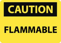 NMC - "Caution - Flammable", 10" Long x 14" Wide, Rigid Plastic Safety Sign - Rectangle, 0.05" Thick, Use for Hazardous Materials - Benchmark Tooling