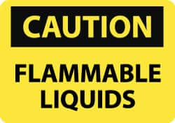 NMC - "Caution - Flammable Liquids", 10" Long x 14" Wide, Rigid Plastic Safety Sign - Rectangle, 0.05" Thick, Use for Hazardous Materials - Benchmark Tooling