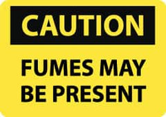 NMC - "Caution - Fumes May Be Present", 10" Long x 14" Wide, Rigid Plastic Safety Sign - Rectangle, 0.05" Thick, Use for Hazardous Materials - Benchmark Tooling