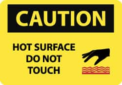 NMC - "Caution - Hot Surface - Do Not Touch", 10" Long x 14" Wide, Rigid Plastic Safety Sign - Rectangle, 0.05" Thick, Use for Hazardous Materials - Benchmark Tooling