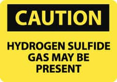 NMC - "Caution - Hydrogen Sulfide Gas May Be Present", 10" Long x 14" Wide, Rigid Plastic Safety Sign - Rectangle, 0.05" Thick, Use for Hazardous Materials - Benchmark Tooling