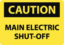 NMC - "Caution - Main Electric Shut-Off", 10" Long x 14" Wide, Rigid Plastic Safety Sign - Rectangle, 0.05" Thick, Use for Accident Prevention - Benchmark Tooling