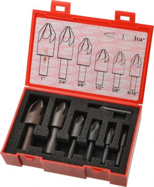 Keo - 7 Piece, 1/4 to 1" Head Diam, 60° Included Angle, Single End Countersink Set - Benchmark Tooling