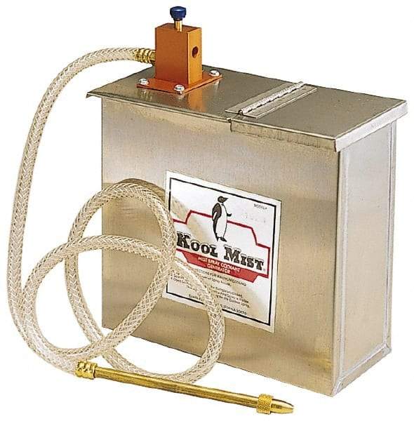 Kool Mist - 2 Outlet, 3 Gal Tank Capacity, Stainless Steel Tank Mist Coolant System - 4' Coolant Line Length, 6" Hose Length, 5/16" Nozzle Diam - Benchmark Tooling