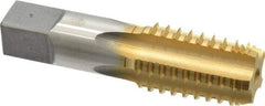 Hertel - 1/2-14 NPT, 5 Flutes, TiN Coated, High Speed Steel, Interrupted Thread Pipe Tap - Regular Hook - Benchmark Tooling