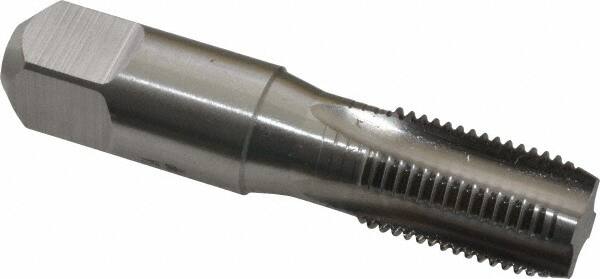 Hertel - 1/4-19" BSPRP, 4 Flutes, Bottoming Chamfer, Bright Finish, High Speed Steel British Standard Pipe Tap - 1-1/16" Thread Length, 2-7/16" Overall Length - Exact Industrial Supply
