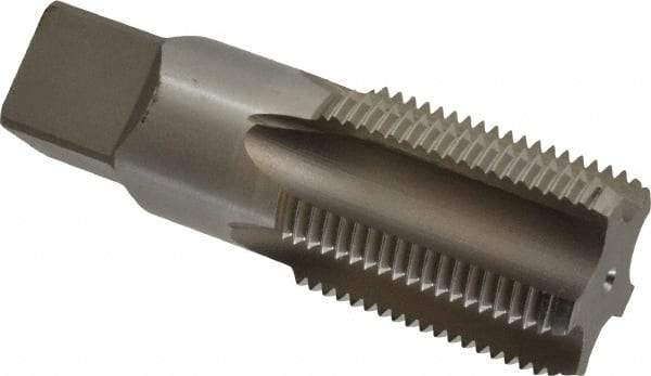 Hertel - 1-11" BSPRP, 5 Flutes, Bottoming Chamfer, Bright Finish, High Speed Steel British Standard Pipe Tap - 1-3/4" Thread Length, 3-3/4" Overall Length - Exact Industrial Supply