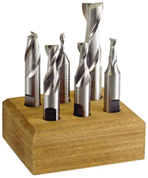 Hertel - 1/8 to 1/2", 2 Flute End Mill Set - Uncoated, Cobalt, 3/8, 1/2" Shank Diam, Centercutting - Benchmark Tooling