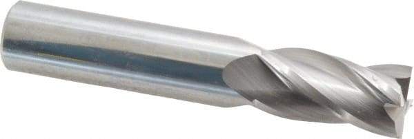 Hertel - 5/8", 1-1/4" LOC, 5/8" Shank Diam, 3-1/2" OAL, 4 Flute, Solid Carbide Square End Mill - Single End, Uncoated, Spiral Flute, 30° Helix, Centercutting, Right Hand Cut, Right Hand Flute - Benchmark Tooling