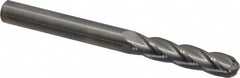 Hertel - 3/8" Diam, 1-3/4" LOC, 4 Flute Solid Carbide Ball End Mill - Uncoated, Single End, 4" OAL, 3/8" Shank Diam - Benchmark Tooling