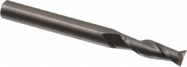 Hertel - 15/64", 3/4" LOC, 1/4" Shank Diam, 2-1/2" OAL, 2 Flute, Solid Carbide Square End Mill - Single End, Uncoated, Spiral Flute, 30° Helix, Centercutting, Right Hand Cut - Benchmark Tooling