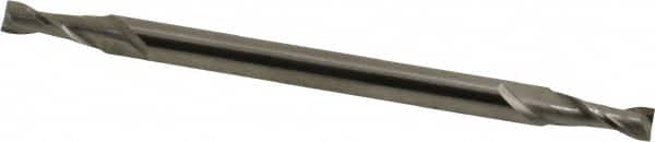 Hertel - 5/32", 7/16" LOC, 3/16" Shank Diam, 3" OAL, 2 Flute, Solid Carbide Square End Mill - Double End, Uncoated, Spiral Flute, 30° Helix, Centercutting, Right Hand Cut - Benchmark Tooling
