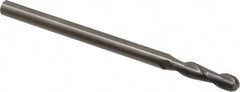 Hertel - 3/8" Diam, 1-1/2" LOC, 2 Flute Solid Carbide Ball End Mill - Uncoated, Single End, 6" OAL, 3/8" Shank Diam - Benchmark Tooling