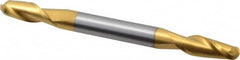 Hertel - 1/4" Diam, 5/8" LOC, 2 Flute Solid Carbide Ball End Mill - TiN Finish, Double End, 3" OAL, 1/4" Shank Diam - Benchmark Tooling