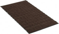 PRO-SAFE - 5 Ft. Long x 3 Ft. Wide, Poly Blended Carpet Surface, Chevron Ribbed Entrance Matting - 5/16 Inch Thick, Indoor, Medium Traffic, Vinyl, Brown, 4 Edged Side - Benchmark Tooling