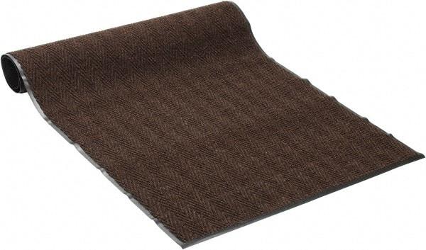 PRO-SAFE - 8 Ft. Long x 4 Ft. Wide, Poly Blended Carpet Surface, Chevron Ribbed Entrance Matting - 5/16 Inch Thick, Indoor, Medium Traffic, Vinyl, Brown, 4 Edged Side - Benchmark Tooling