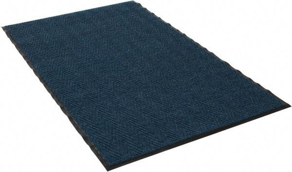 PRO-SAFE - 5 Ft. Long x 3 Ft. Wide, Poly Blended Carpet Surface, Chevron Ribbed Entrance Matting - 5/16 Inch Thick, Indoor, Medium Traffic, Vinyl, Blue, 4 Edged Side - Benchmark Tooling