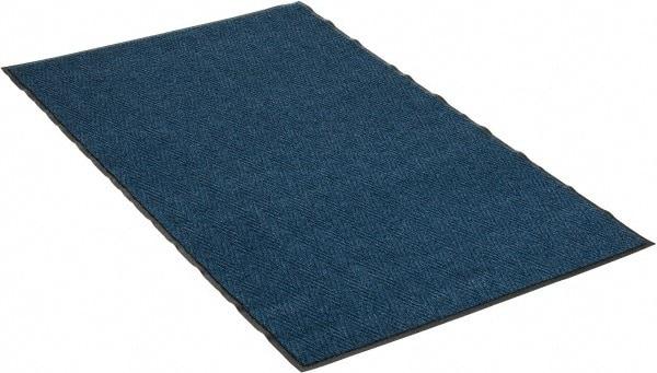 PRO-SAFE - 6 Ft. Long x 4 Ft. Wide, Poly Blended Carpet Surface, Chevron Ribbed Entrance Matting - 5/16 Inch Thick, Indoor, Medium Traffic, Vinyl, Blue, 4 Edged Side - Benchmark Tooling