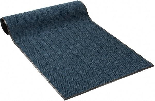PRO-SAFE - 8 Ft. Long x 4 Ft. Wide, Poly Blended Carpet Surface, Chevron Ribbed Entrance Matting - 5/16 Inch Thick, Indoor, Medium Traffic, Vinyl, Blue, 4 Edged Side - Benchmark Tooling