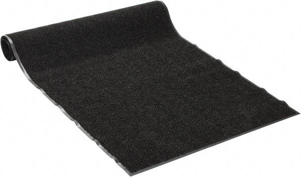 PRO-SAFE - 8 Ft. Long x 4 Ft. Wide, Poly Blended Carpet Surface, Chevron Ribbed Entrance Matting - 5/16 Inch Thick, Indoor, Medium Traffic, Vinyl, Charcoal, 4 Edged Side - Benchmark Tooling