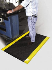 PRO-SAFE - 60' Long x 2' Wide, Dry Environment, Anti-Fatigue Matting - Black with Yellow Borders, Urethane with Vinyl Sponge Base, Beveled on 4 Sides - Benchmark Tooling