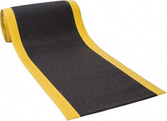 PRO-SAFE - 60' Long x 3' Wide, Dry Environment, Anti-Fatigue Matting - Black with Yellow Borders, Urethane with Vinyl Sponge Base, Beveled on 4 Sides - Benchmark Tooling