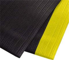 PRO-SAFE - 60' Long x 2' Wide, Dry Environment, Anti-Fatigue Matting - Black with Yellow Borders, Vinyl with Vinyl Sponge Base, Beveled on 4 Sides - Benchmark Tooling