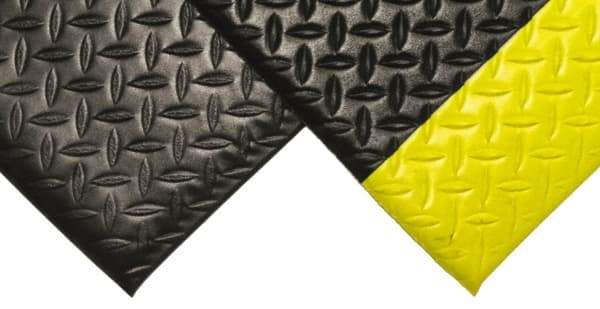 PRO-SAFE - 60' Long x 4' Wide, Dry Environment, Anti-Fatigue Matting - Black with Yellow Borders, Vinyl with Vinyl Sponge Base, Beveled on 4 Sides - Benchmark Tooling