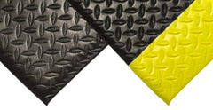 PRO-SAFE - 60' Long x 2' Wide, Dry Environment, Anti-Fatigue Matting - Black with Yellow Borders, Vinyl with Vinyl Sponge Base, Beveled on 4 Sides - Benchmark Tooling
