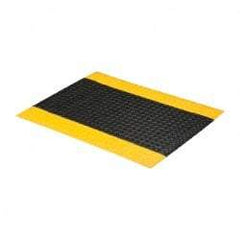 PRO-SAFE - 3' Long x 2' Wide, Dry Environment, Anti-Fatigue Matting - Black with Yellow Borders, Vinyl with Vinyl Sponge Base, Beveled on 4 Sides - Benchmark Tooling