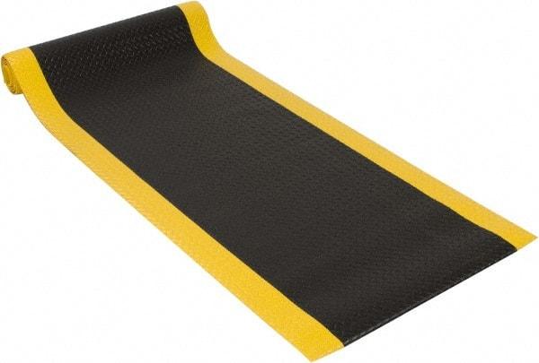 PRO-SAFE - 12' Long x 3' Wide, Dry Environment, Anti-Fatigue Matting - Black with Yellow Borders, Vinyl with Vinyl Sponge Base, Beveled on 4 Sides - Benchmark Tooling