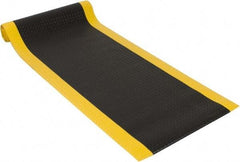 PRO-SAFE - 12' Long x 3' Wide, Dry Environment, Anti-Fatigue Matting - Black with Yellow Borders, Vinyl with Vinyl Sponge Base, Beveled on 4 Sides - Benchmark Tooling